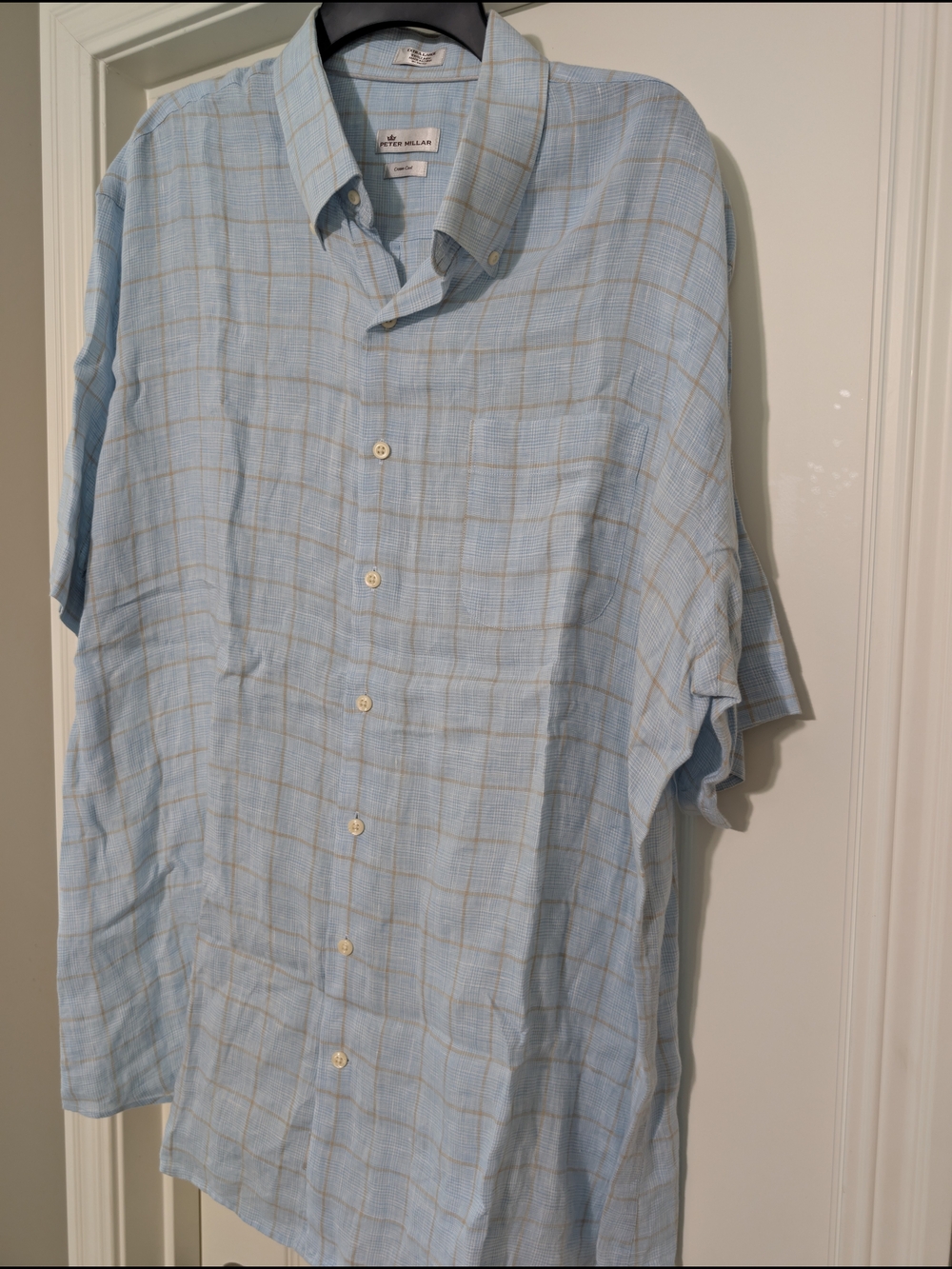 Peter Millar Light Blue Plaid Short-Sleeve Button-Down Shirt